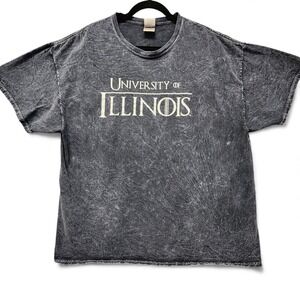 Colortone University of Illinois Shirt Mens 2XL (Fits as Slim Fit‎ XL) Acid Wash